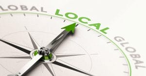 Compass pointing to local seo over global